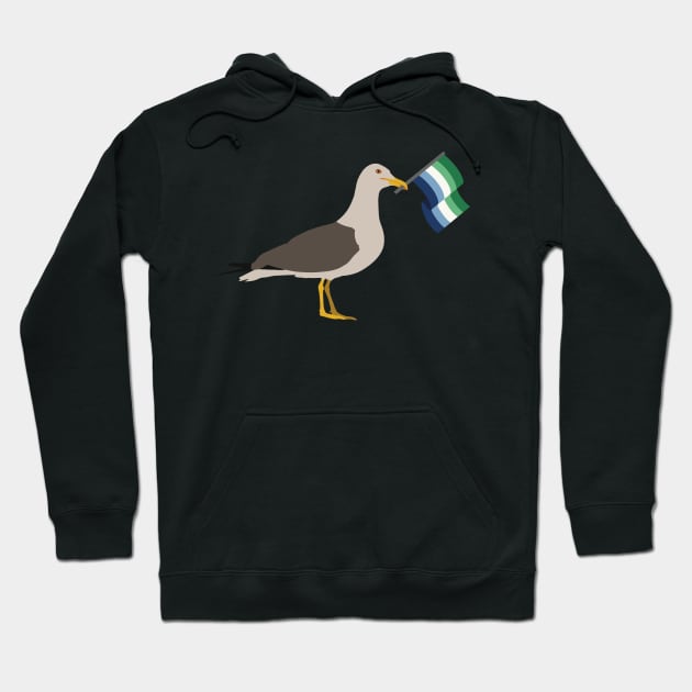 Seagull Holding Gay Male Pride Flag Hoodie by JustGottaDraw